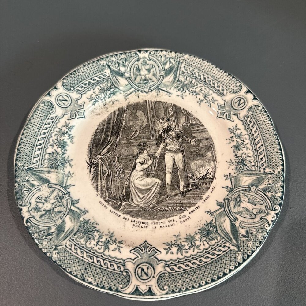 Antique  French Transferware Antique DigoinI Sarreguemines Plate